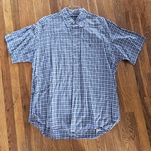 Mens Navy Plaid Ralph Lauren Blake short sleeve button up shirt XL